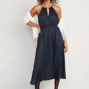 Old Navy Waist-Defined Halter Satin Maxi Dress for Women New